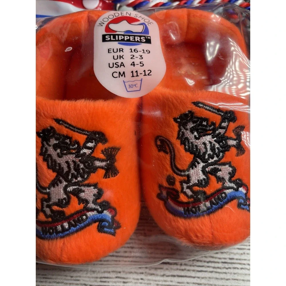 Plush‎ wooden shoe slippers from Holland Netherlands NEW fits Kids 4-5